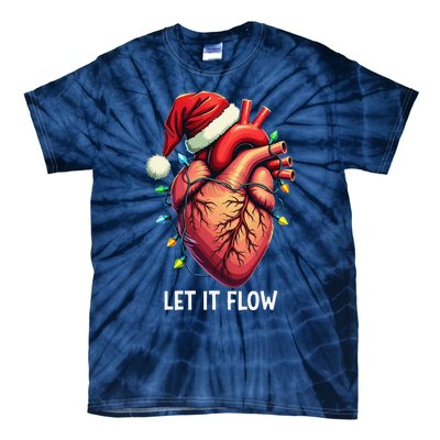 Funny Let It Flow Anatomy Heart Cardiac Nurse Santa Hat Xmas Tie-Dye T-Shirt