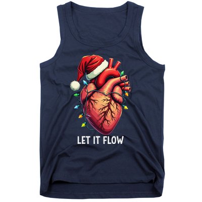 Funny Let It Flow Anatomy Heart Cardiac Nurse Santa Hat Xmas Tank Top