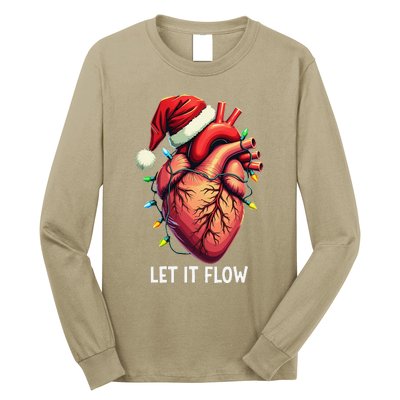 Funny Let It Flow Anatomy Heart Cardiac Nurse Santa Hat Xmas Long Sleeve Shirt