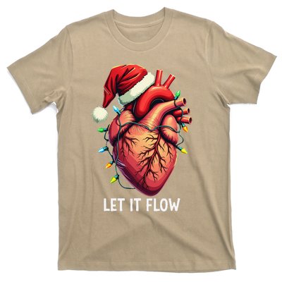 Funny Let It Flow Anatomy Heart Cardiac Nurse Santa Hat Xmas T-Shirt