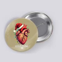 Funny Let It Flow Anatomy Heart Cardiac Nurse Santa Hat Xmas Button