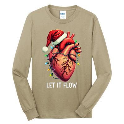 Funny Let It Flow Anatomy Heart Cardiac Nurse Santa Hat Xmas Tall Long Sleeve T-Shirt