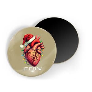 Funny Let It Flow Anatomy Heart Cardiac Nurse Santa Hat Xmas Magnet