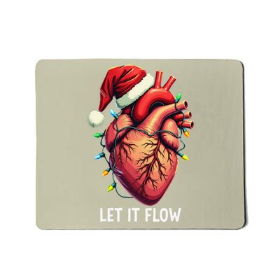 Funny Let It Flow Anatomy Heart Cardiac Nurse Santa Hat Xmas Mousepad