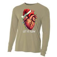 Funny Let It Flow Anatomy Heart Cardiac Nurse Santa Hat Xmas Cooling Performance Long Sleeve Crew