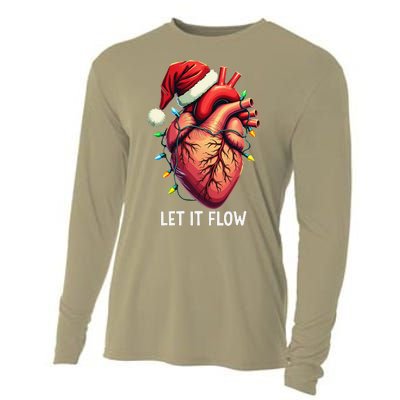 Funny Let It Flow Anatomy Heart Cardiac Nurse Santa Hat Xmas Cooling Performance Long Sleeve Crew