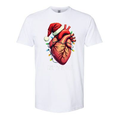 Funny Let It Flow Anatomy Heart Cardiac Nurse Santa Hat Xmas Softstyle CVC T-Shirt