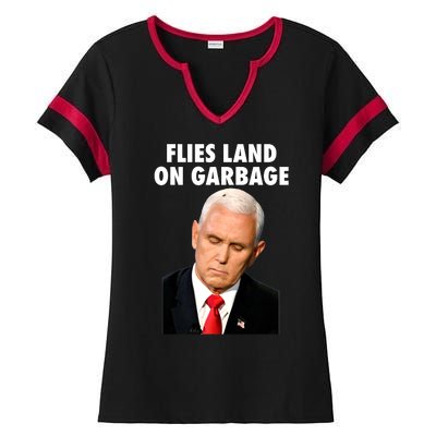 Flies Land On Garbage Mike Pence Debate Fly Ladies Halftime Notch Neck Tee