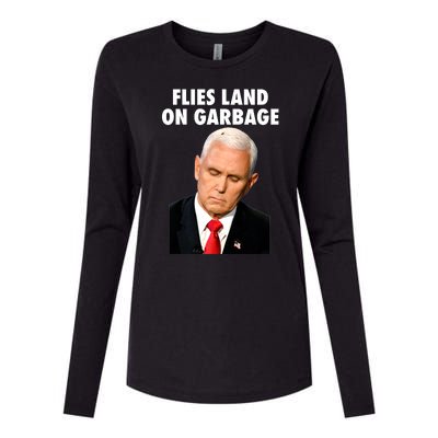 Flies Land On Garbage Mike Pence Debate Fly Womens Cotton Relaxed Long Sleeve T-Shirt