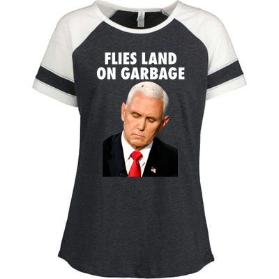 Flies Land On Garbage Mike Pence Debate Fly Enza Ladies Jersey Colorblock Tee