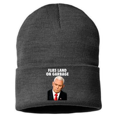 Flies Land On Garbage Mike Pence Debate Fly Sustainable Knit Beanie