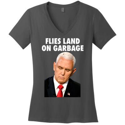 Flies Land On Garbage Mike Pence Debate Fly Women's V-Neck T-Shirt
