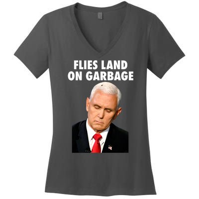 Flies Land On Garbage Mike Pence Debate Fly Women's V-Neck T-Shirt