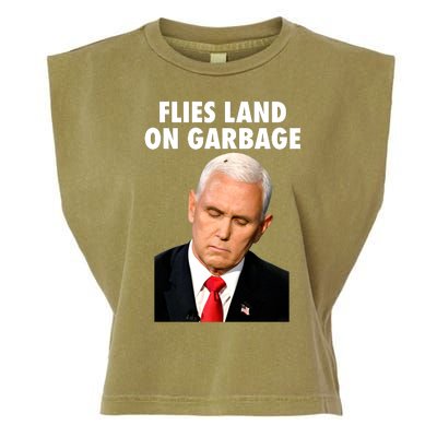 Flies Land On Garbage Mike Pence Debate Fly Garment-Dyed Women's Muscle Tee