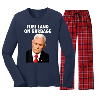 Flies Land On Garbage Mike Pence Debate Fly Women's Long Sleeve Flannel Pajama Set 