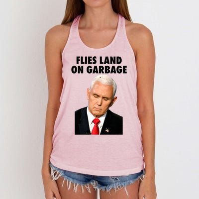 Flies Land On Garbage Mike Pence Debate Fly Women's Knotted Racerback Tank