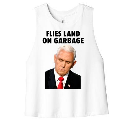 Flies Land On Garbage Mike Pence Debate Fly Women's Racerback Cropped Tank