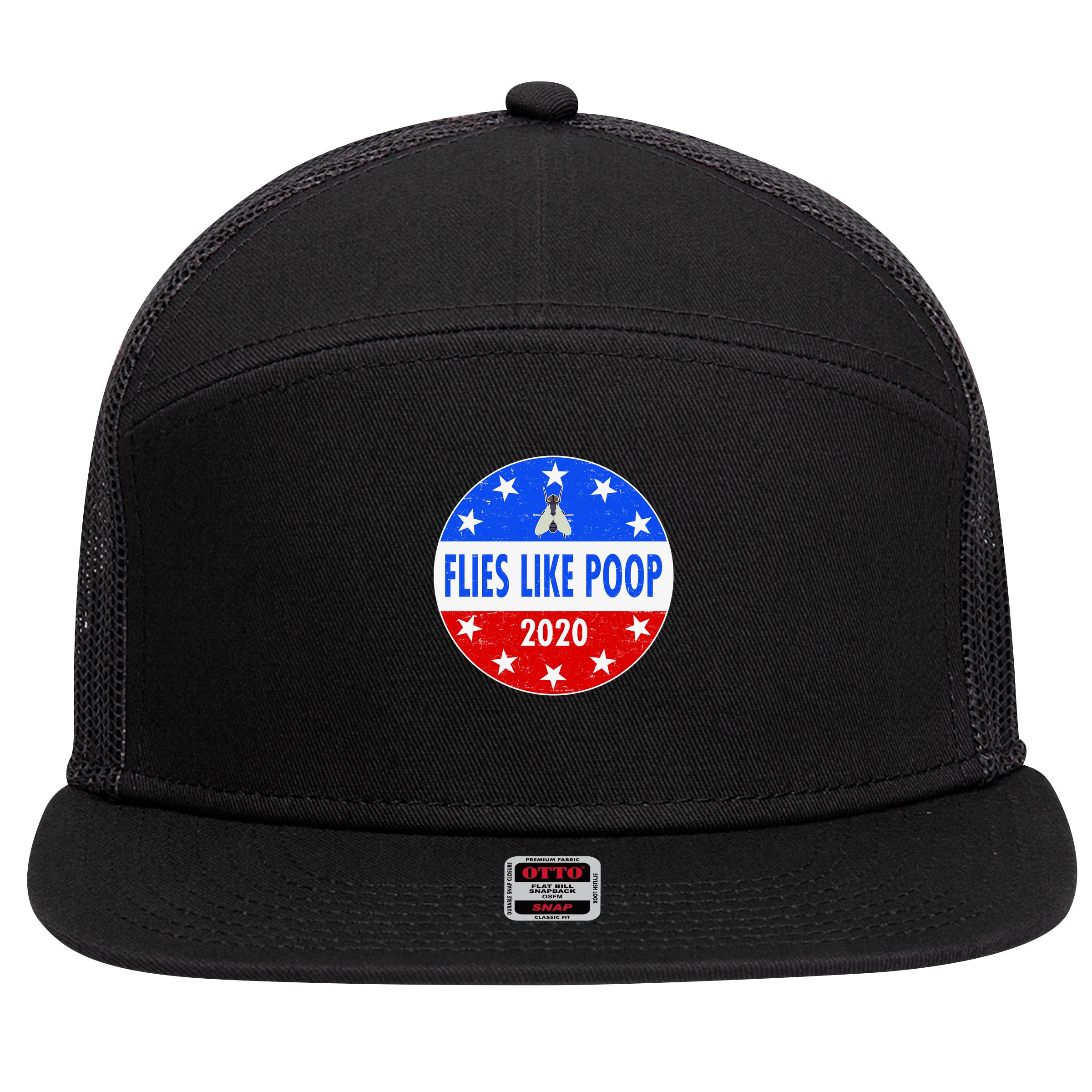 Flies Like Poop Emblem Mike Pence Fly 7 Panel Mesh Trucker Snapback Hat