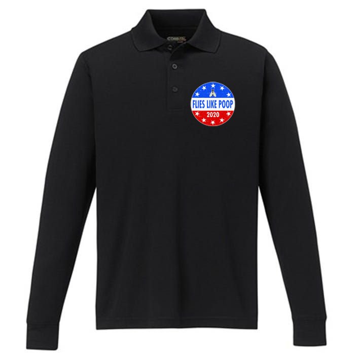 Flies Like Poop Emblem Mike Pence Fly Performance Long Sleeve Polo