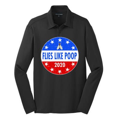 Flies Like Poop Emblem Mike Pence Fly Silk Touch Performance Long Sleeve Polo