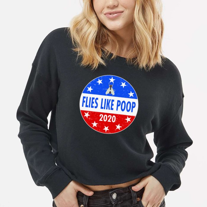 Flies Like Poop Emblem Mike Pence Fly Cropped Pullover Crew