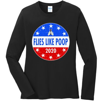 Flies Like Poop Emblem Mike Pence Fly Ladies Long Sleeve Shirt