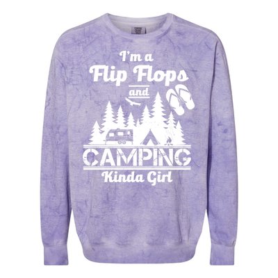 Flip Flops and Camping Kinda Girl Colorblast Crewneck Sweatshirt