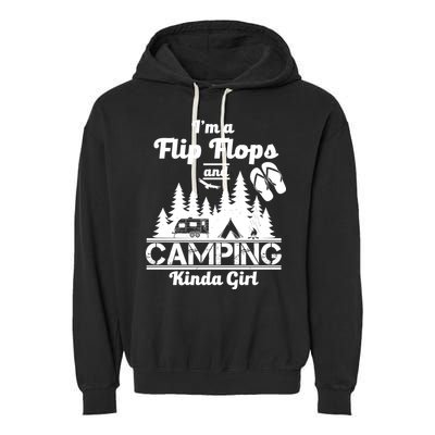 Flip Flops and Camping Kinda Girl Garment-Dyed Fleece Hoodie