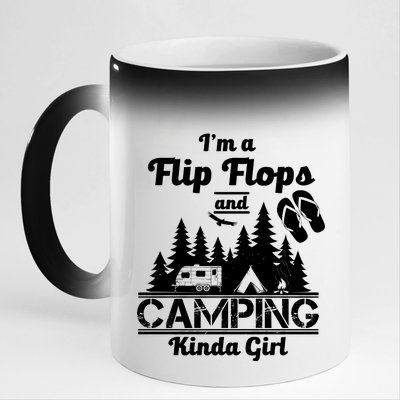 Flip Flops and Camping Kinda Girl 11oz Black Color Changing Mug