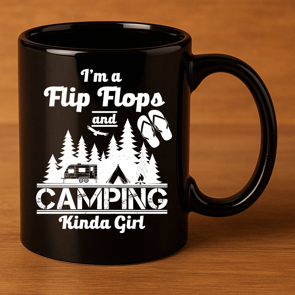 Flip Flops and Camping Kinda Girl 11oz C Handle Ceramic Mug