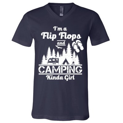 Flip Flops and Camping Kinda Girl V-Neck T-Shirt