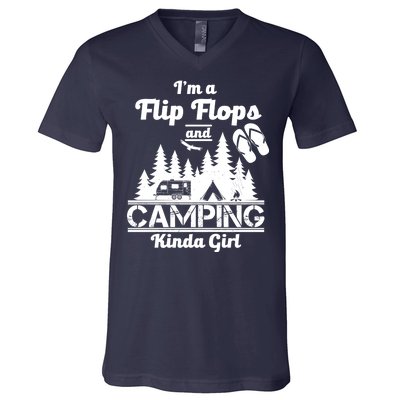 Flip Flops and Camping Kinda Girl V-Neck T-Shirt