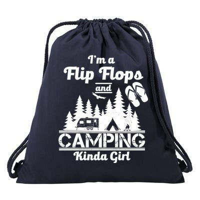 Flip Flops and Camping Kinda Girl Drawstring Bag