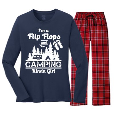 Flip Flops and Camping Kinda Girl Women's Long Sleeve Flannel Pajama Set 