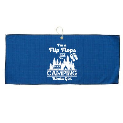 Flip Flops and Camping Kinda Girl Large Microfiber Waffle Golf Towel