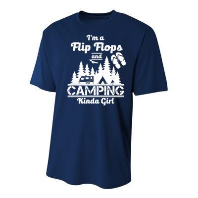 Flip Flops and Camping Kinda Girl Youth Performance Sprint T-Shirt