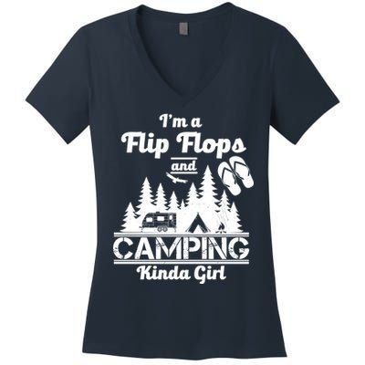 Flip Flops and Camping Kinda Girl Women's V-Neck T-Shirt