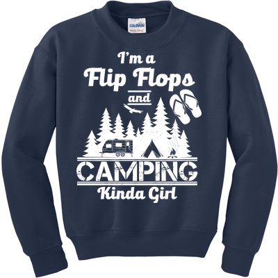 Flip Flops and Camping Kinda Girl Kids Sweatshirt