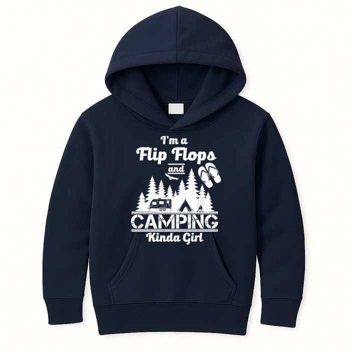 Flip Flops and Camping Kinda Girl Kids Hoodie