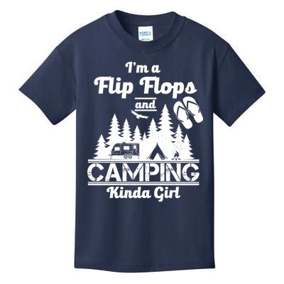 Flip Flops and Camping Kinda Girl Kids T-Shirt