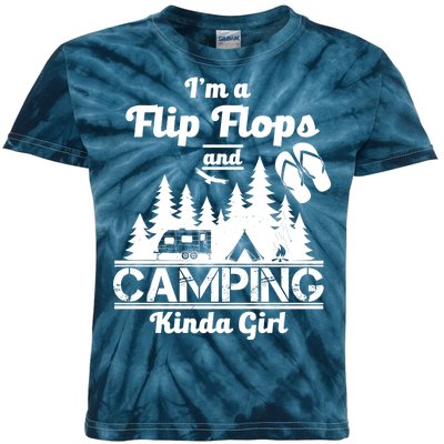 Flip Flops and Camping Kinda Girl Kids Tie-Dye T-Shirt