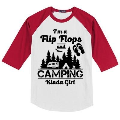 Flip Flops and Camping Kinda Girl Kids Colorblock Raglan Jersey