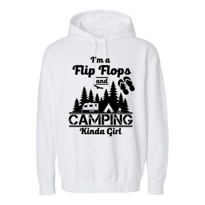 Flip Flops and Camping Kinda Girl Garment-Dyed Fleece Hoodie