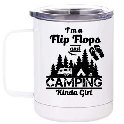 Flip Flops and Camping Kinda Girl 12 oz Stainless Steel Tumbler Cup