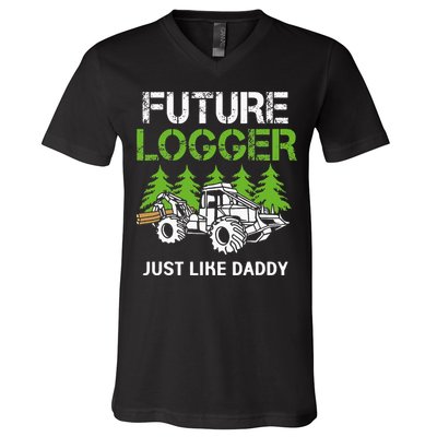 Future Logger Just Like Daddy Logger V-Neck T-Shirt