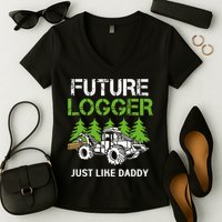 Future Logger Just Like Daddy Logger Women's V-Neck T-Shirt