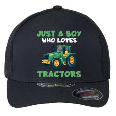 Farm Lifestyle Just A Boy Who Loves Tractors Flexfit Unipanel Trucker Cap