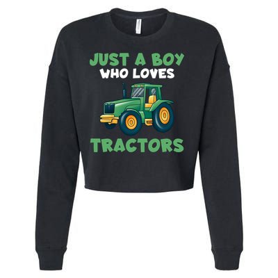 Farm Lifestyle Just A Boy Who Loves Tractors Cropped Pullover Crew