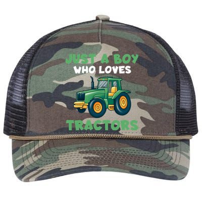 Farm Lifestyle Just A Boy Who Loves Tractors Retro Rope Trucker Hat Cap