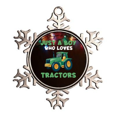 Farm Lifestyle Just A Boy Who Loves Tractors Metallic Star Ornament